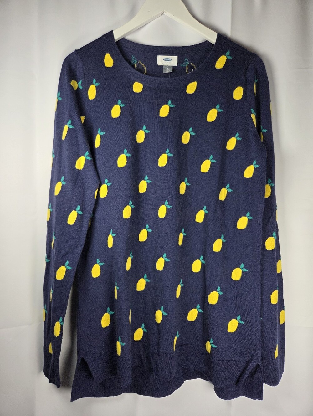 NEW Old Navy Blue Knit Lemon Sweater Women's L Tall